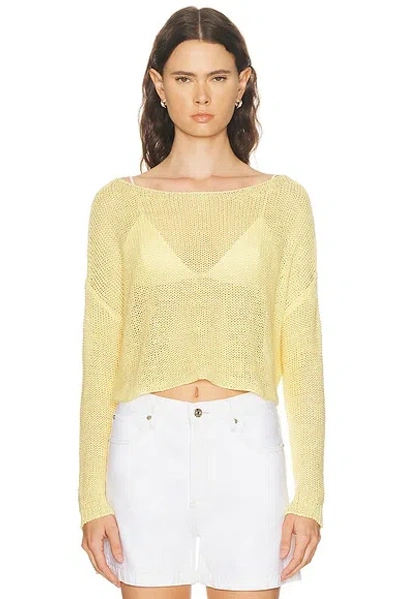 Enza Costa Linen Open Knit Bateau Sweater In Yellow
