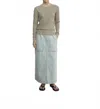 Enza Costa Linen Open Knit Crewneck Sweater In Ash In Gray