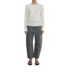 Enza Costa Linen Open Knit Crewneck Sweater In Cream In White