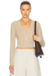 Enza Costa Linen Open Knit Cropped V-neck Cardigan In Basalt