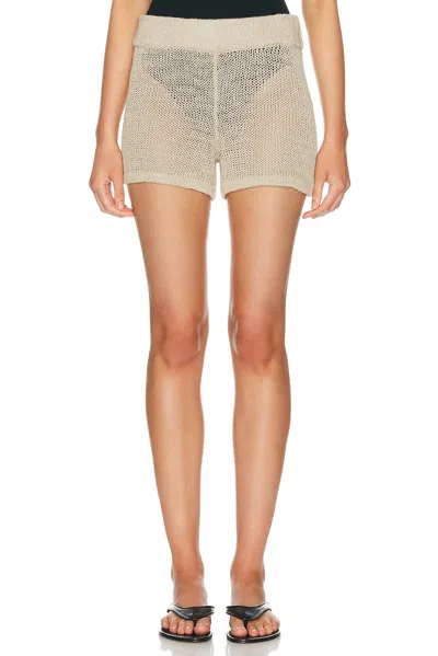 Enza Costa Linen Open Knit Short In Brown