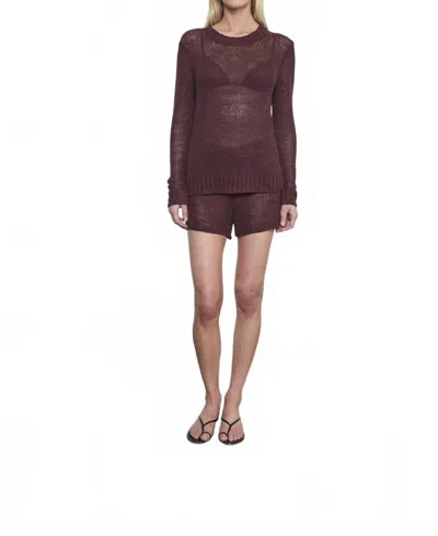 Enza Costa Linen Open Knit Short In Black Orchid In Brown