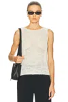 Enza Costa Linen Open Knit Tank Top In White