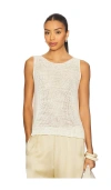 Enza Costa Linen Open Knit Tank Top