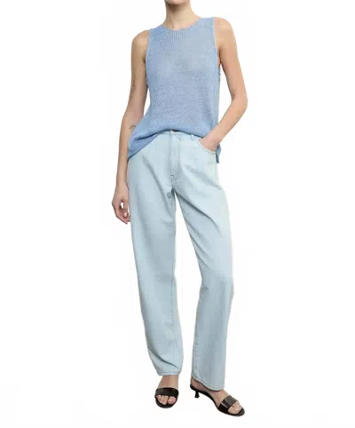 Enza Costa Linen Open Knit Tank Top In Blue