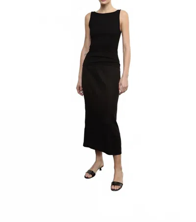 Enza Costa Linen Pencil Skirt In Black