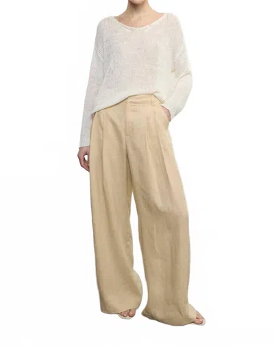 Enza Costa Linen Pleated Trouser In Blonde In Neutral