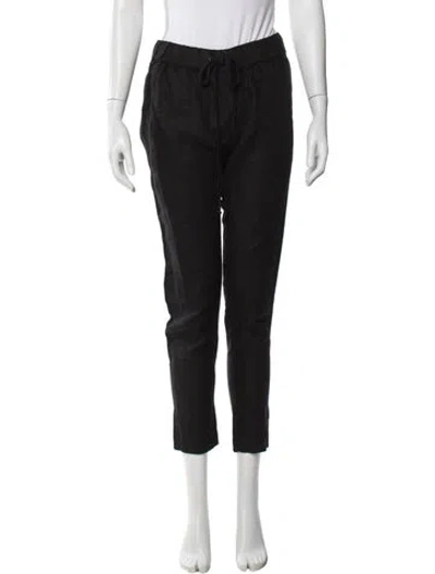 Pre-owned Enza Costa Linen Straight Leg Pants In Black