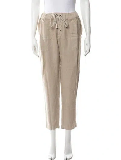 Pre-owned Enza Costa Linen Straight Leg Pants In Neutrals