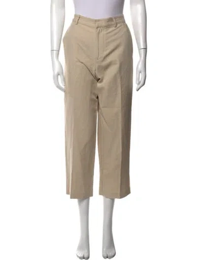 Pre-owned Enza Costa Linen Straight Leg Pants In Neutrals