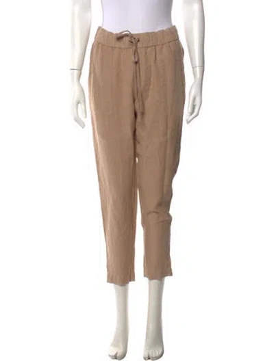 Pre-owned Enza Costa Linen Straight Leg Pants In Neutrals