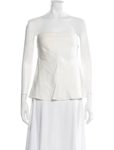 Pre-owned Enza Costa Linen Strapless Top In White