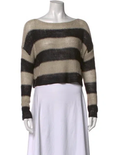 Pre-owned Enza Costa Linen Striped Sweater In Neutrals