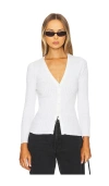 Enza Costa Linen V Neck Cardigan In White