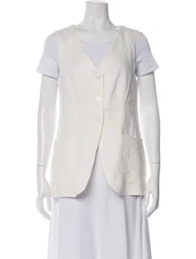 Pre-owned Enza Costa Linen Vest In Neutral