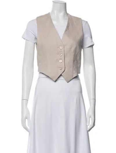 Pre-owned Enza Costa Linen Vest In Neutral