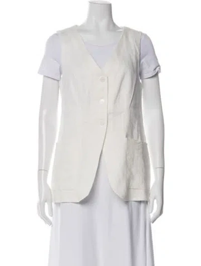 Pre-owned Enza Costa Linen Vest In White