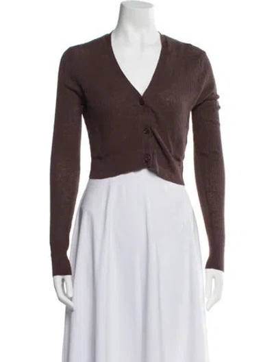 Pre-owned Enza Costa Linen V-neck Sweater In Brown