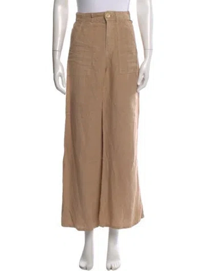 Pre-owned Enza Costa Linen Wide Leg Pants In Neutral