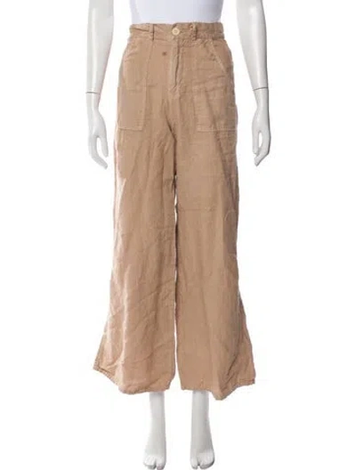 Pre-owned Enza Costa Linen Wide Leg Pants In Neutral