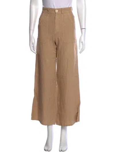 Pre-owned Enza Costa Linen Wide Leg Pants In Neutrals