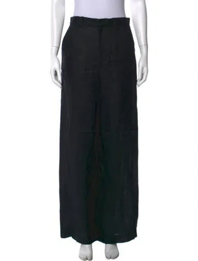 Pre-owned Enza Costa Linen Wide Leg Pants W/ Tags In Black