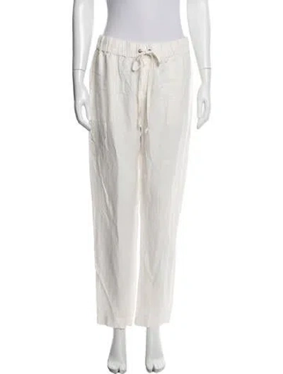 Pre-owned Enza Costa Linen Wide Leg Pants In White