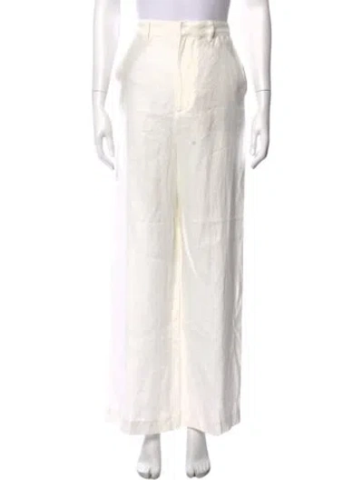 Pre-owned Enza Costa Linen Wide Leg Pants In White