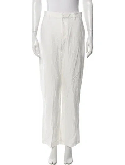 Pre-owned Enza Costa Linen Wide Leg Pants In White