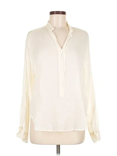 Pre-owned Enza Costa Long Sleeve Blouse In White
