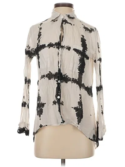 Pre-owned Enza Costa Long Sleeve Blouse In White