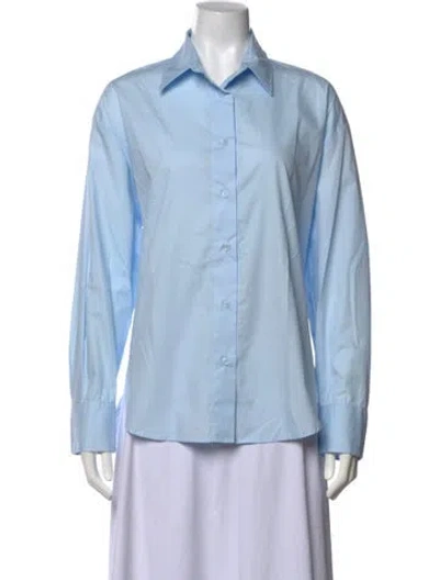 Pre-owned Enza Costa Long Sleeve Button-up Top In Blue