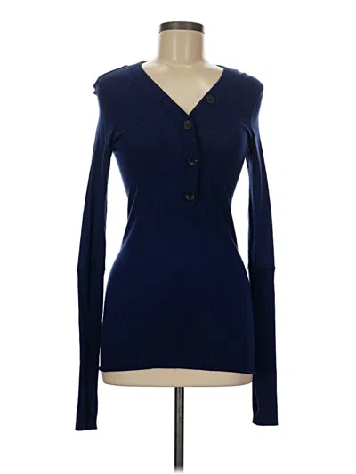 Pre-owned Enza Costa Long Sleeve Henley Shirt In Blue