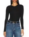 Enza Costa Long Sleeve Silk Knit Crew Tee In Black In Black
