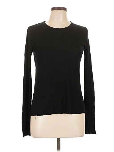 Pre-owned Enza Costa Long Sleeve Top Black Crew Neck Tops