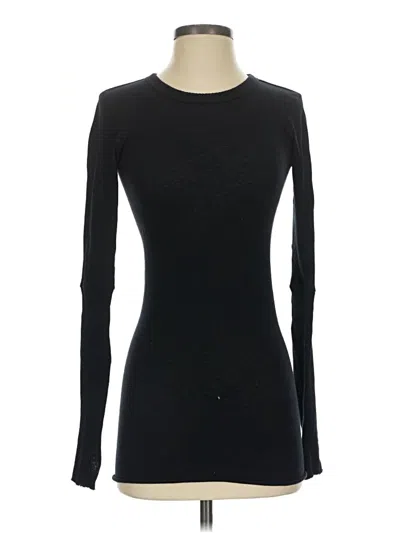 Pre-owned Enza Costa Long Sleeve Top Black Crew Neck Tops