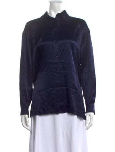 Pre-owned Enza Costa Long Sleeve Top In Blue