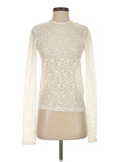 Pre-owned Enza Costa Long Sleeve Top Ivory Turtleneck Tops In White