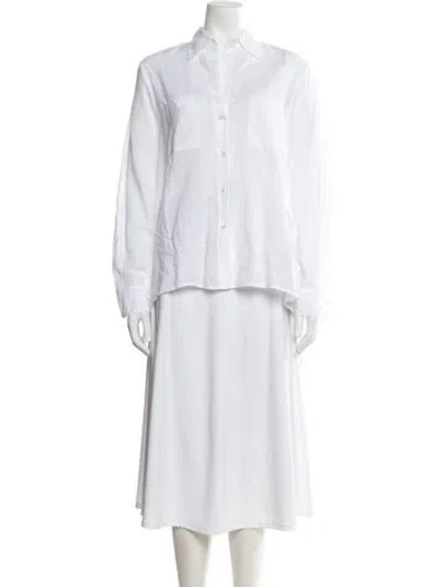 Pre-owned Enza Costa Long Sleeve Top In White