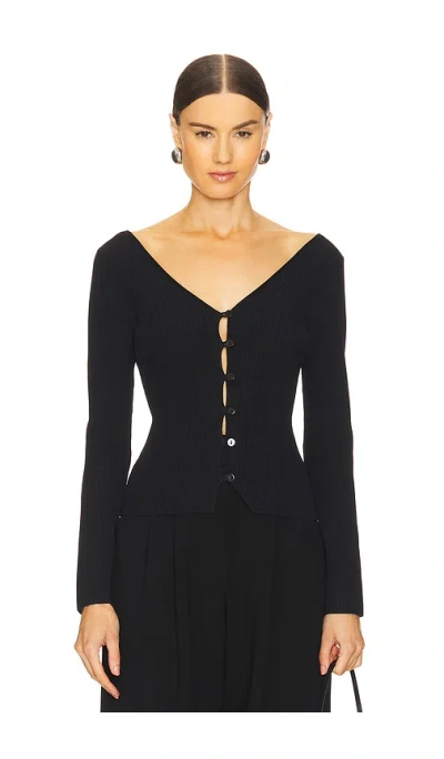 Enza Costa Long Sleeve V Cardigan In Black