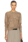 Enza Costa Longhair Cashmere Easy Crewneck Sweater In Brown