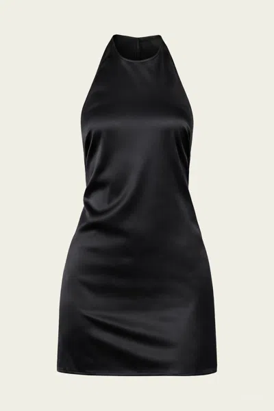 Enza Costa Lustre Mini Halter Dress In Black