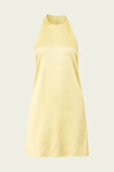 Enza Costa Lustre Mini Halter Dress In Flan In Yellow
