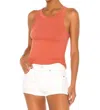 Enza Costa Luxe Rib Bold Sheath Tank In Bisque In Multi