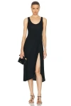 Enza Costa Draped Knot Midi Dress In Black In Black