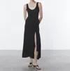 Enza Costa Draped Knot Midi Dress In Black In Black