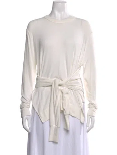 Pre-owned Enza Costa Merino Wool Crew Neck Top In Neutral