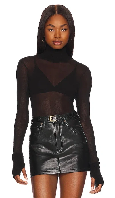 ENZA COSTA MESH CUFFED TURTLENECK