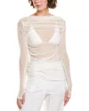 Enza Costa Mesh Draped Boatneck Top