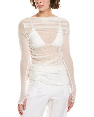 ENZA COSTA ENZA COSTA MESH DRAPED BOATNECK TOP